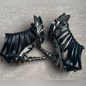 Sleek Black Strappy Hades spinal code Heels